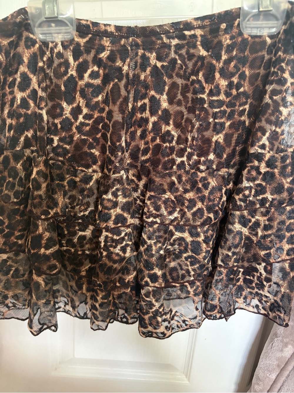 Leopard Print Tiered Women's Skort - Brown